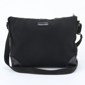 Gucci 110054 Leather Nylon Shoulder Bag Messenger Business Black Men's